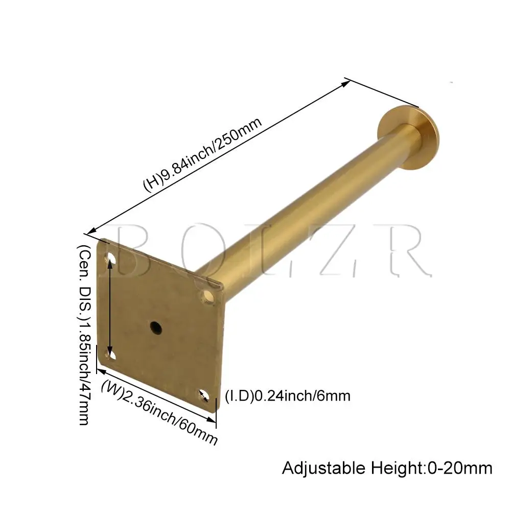

BQLZR 4x Stainless Steel Adjustable Furniture Legs for Cabinet Table 25cm Gold