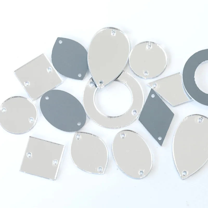 7 размеров 50 шт. новая форма пришивные стразы акриловые серебряные зеркальные