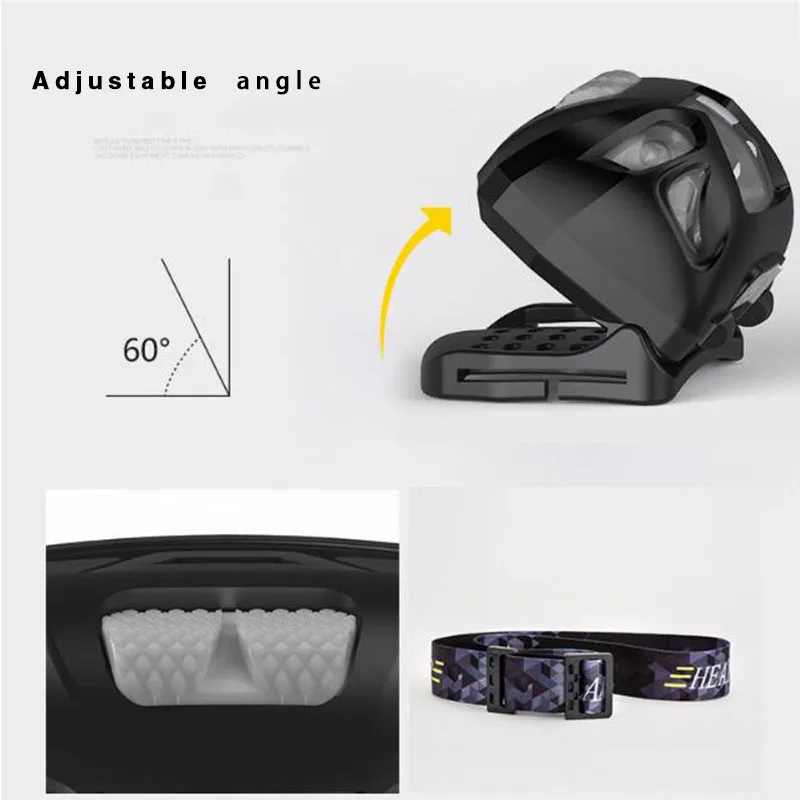 sensor motion Headlamp 3 modes rechargeable Mini smart Head flashlight Lamp Torch Lantern With USB charging Charger fishing | Лампы и