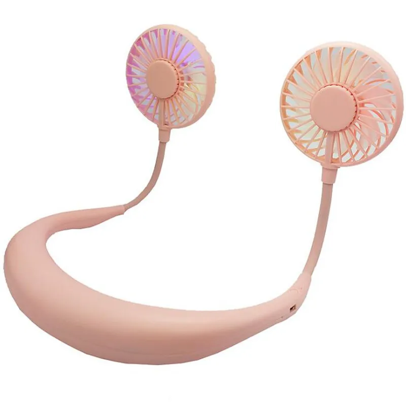 Pink-Light Hands-Free подвесной USB Перезаряжаемый шейный вентилятор мини Кондиционер летний портативный уличный спортивный кулер поддержка дропшиппинг - Цвет: Pink-Light