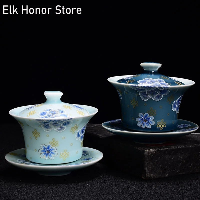 

Контрастный разрисованный вручную арабезицкий священный Gaiwan, традиционный китайский чай Tureen Kung Fu, искусственный чай, 120 мл