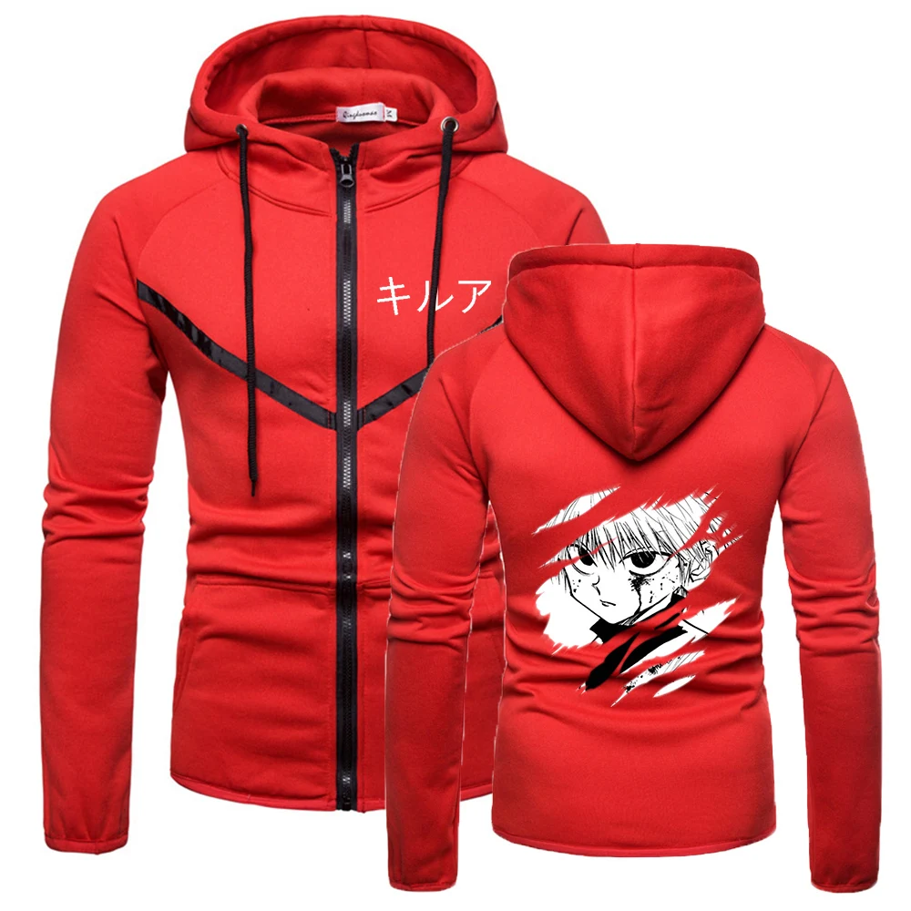 

2020 Men Anime HUNTERXHUNTER Killua Zoldyck Zipper Quality Comfortable Wild Hoodies Sweatshirts Solid Color Sportswear Coats