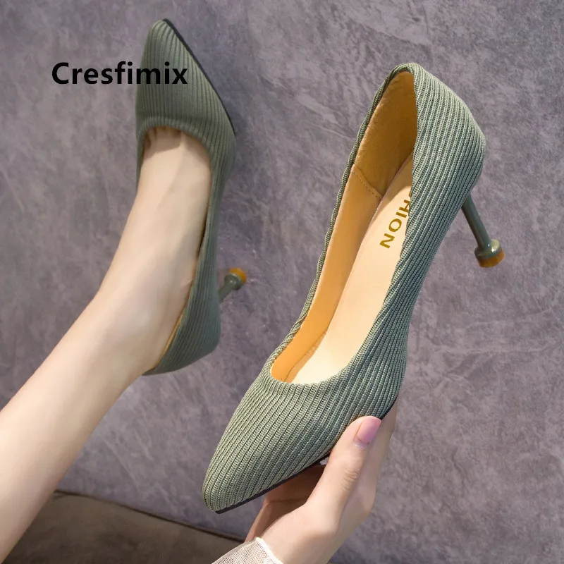 Туфли-лодочки женские на высоком каблуке зеленые C5504 | Обувь