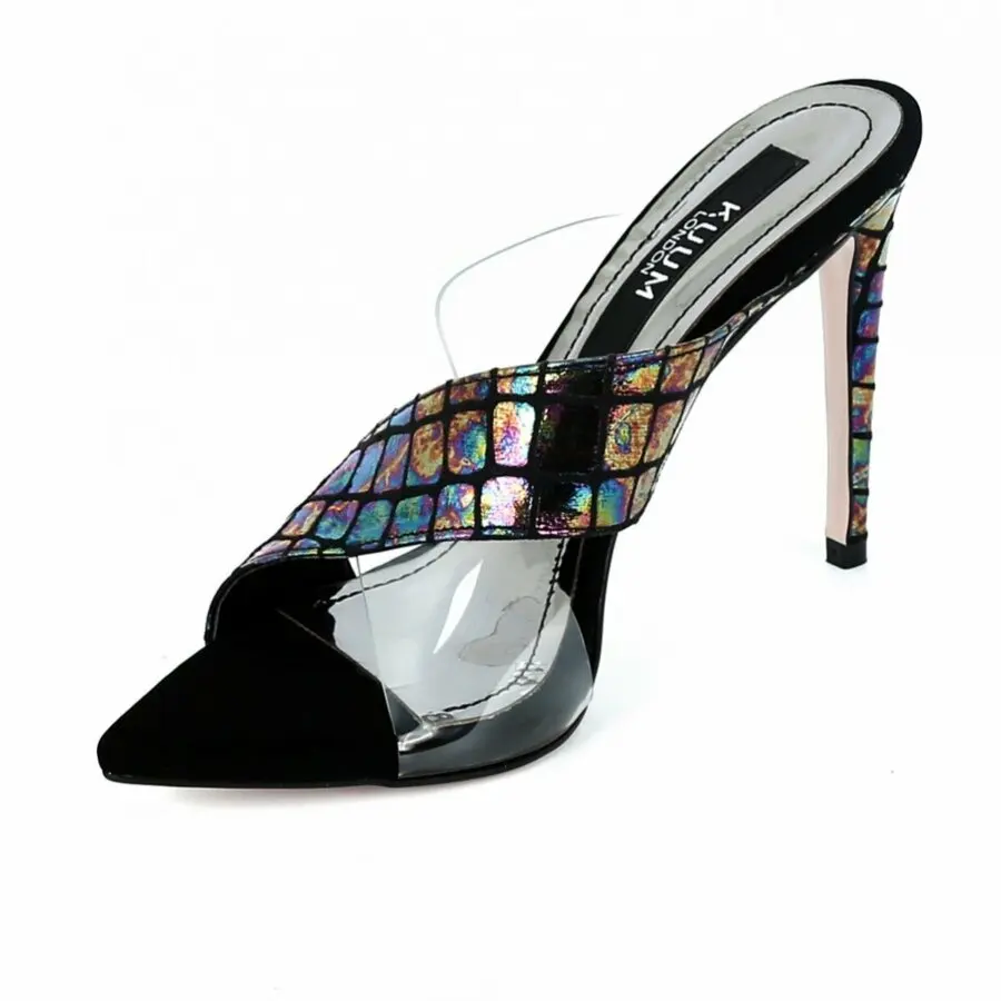 

Vital Arman Women Snake & Transparent Detailed Heeled Slippers