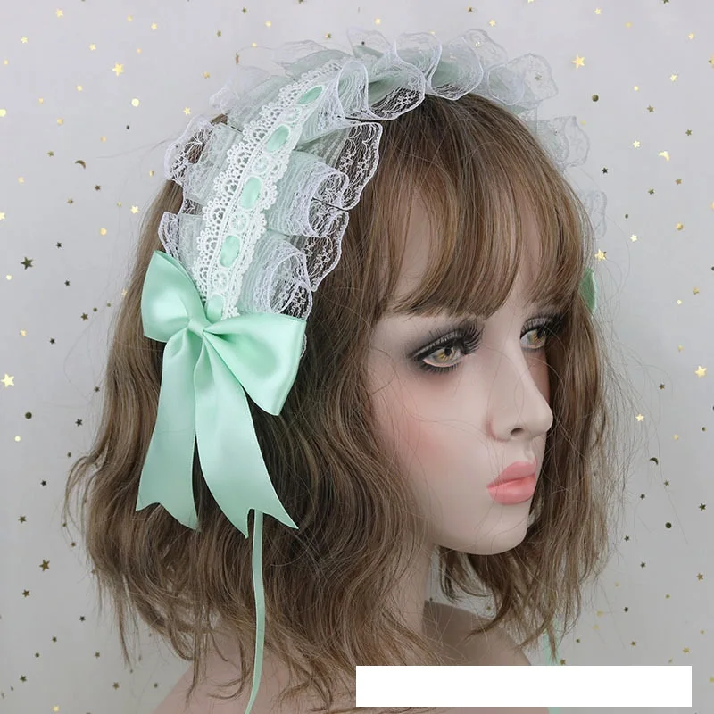 

Lace Ribbon Bowknot Headband Cosplay Headdress Cute Japanese Sweet Hair Band Lolita Maid Cosplay Hairband Accessory