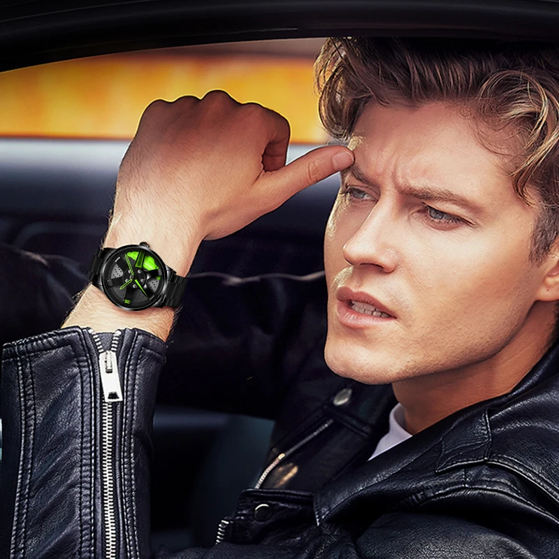 NIBOSI креативные часы 3D колеса Скелетон мужские водонепроницаемые кварцевые