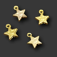30pcs gold plated 3d five pointed star pendant hip hop earrings bracelet metal accessories diy charm jewelry crafts making m810