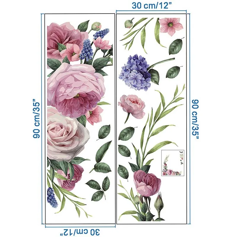 

1 Pcs Living Room Decor Wall Sticker Art Flowers PVC Parts Waterproof Removable