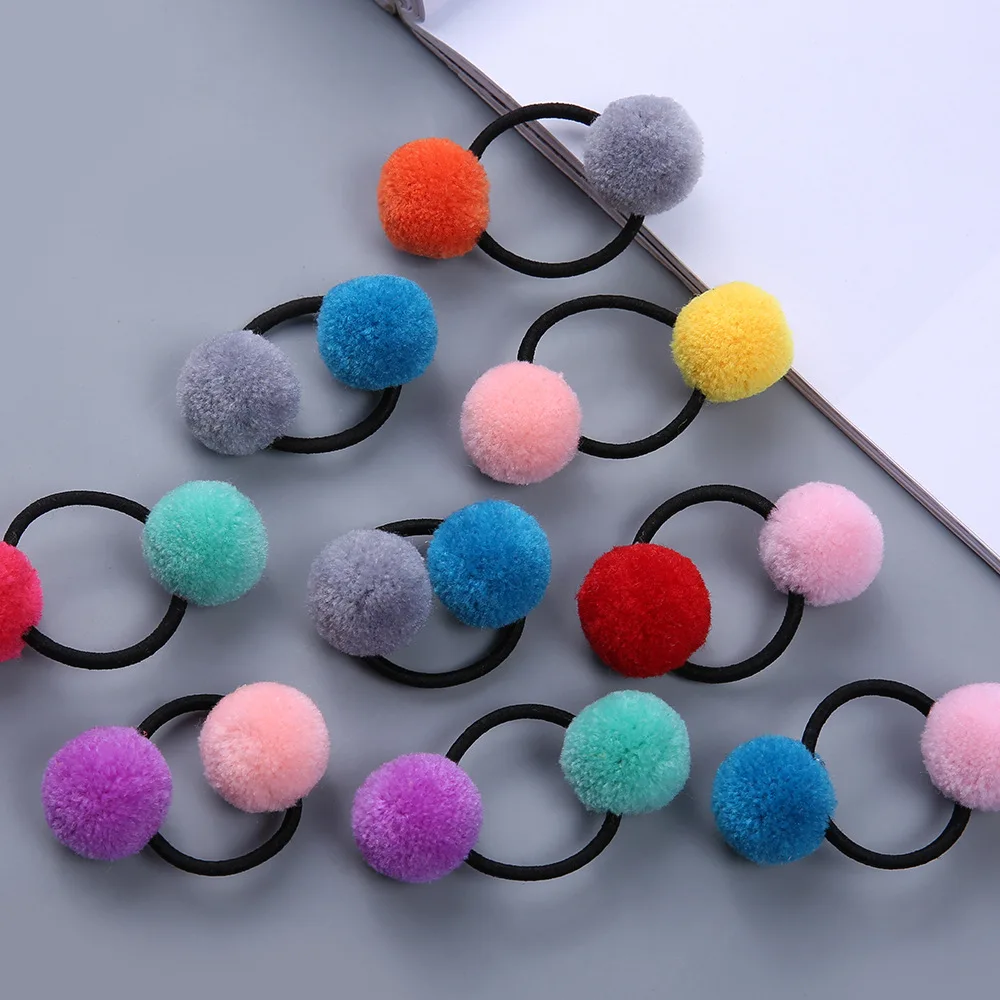 1 шт. новинка милые заколки для волос с помпоном маленьких девочек эластичная