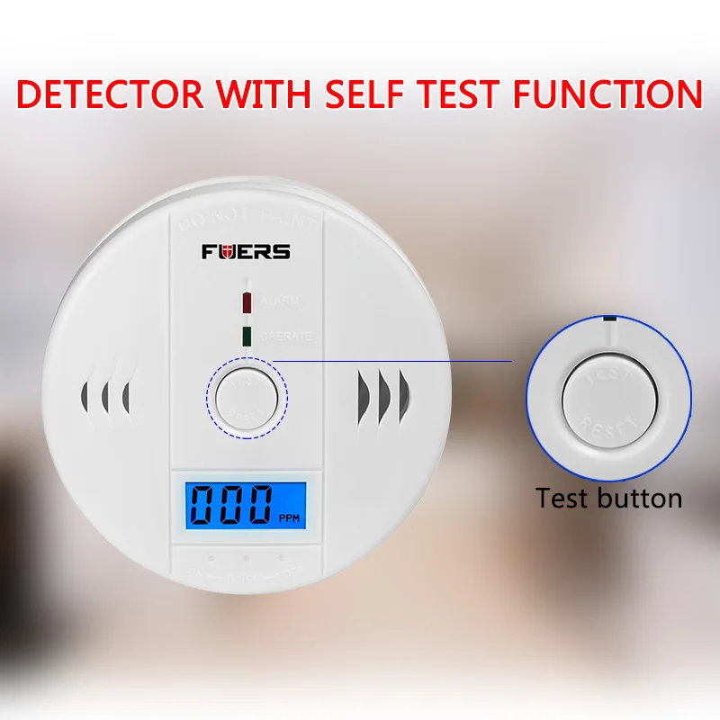 FUERS 85 дБ детекторы угарного газа ЖК дисплей фотоэлектрический независимое