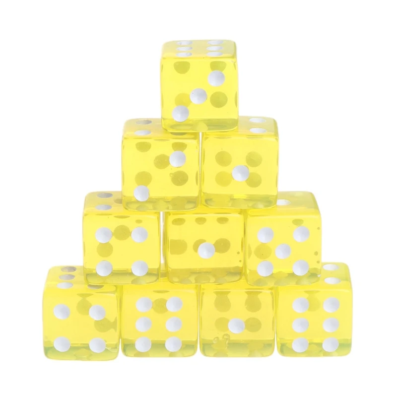 

10pcs Six Sided 15mm Transparent Cube Round Corner Portable Table Playing Games