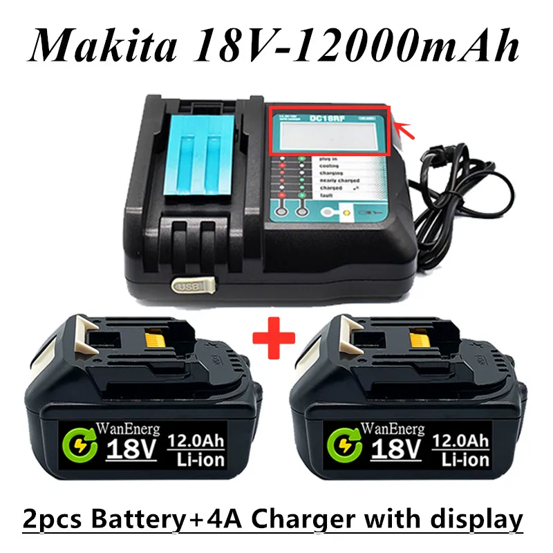 

BL1860 Rechargeable Battery 18 V 12000mAh Lithium ion for Makita 18v Battery BL1840 BL1850 BL1830 BL1860B LXT 400+charger