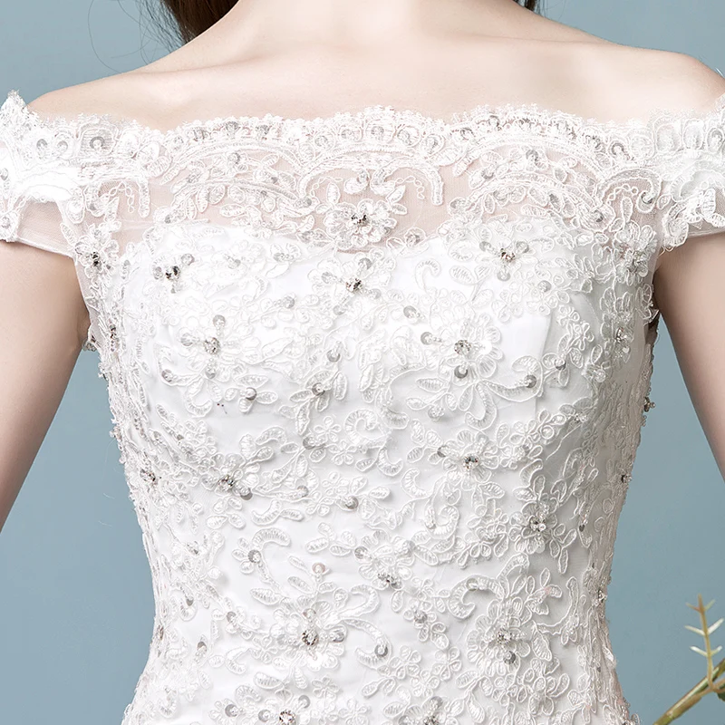 

Vestidos De Novia 2020 New Beading Lace Bride Dress Elegant Mermaid Wedding Dress Long Back Corset Off the Shoulder Wedding Gown