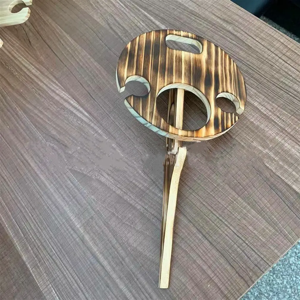 

Hot High Quality Outdoor Portable Wine Table Wooden Folding Round Desk Wine Table Beach Garden Furniture Sets Outdoor Wine Table