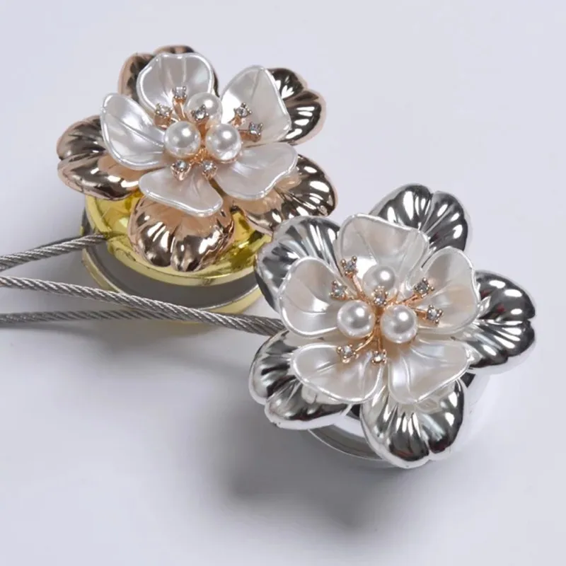 Занавески с магнитной пряжкой золотые серебряные цветочные стальные