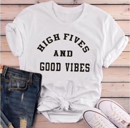 Высокая возрасте до пяти лет а также Хорошее VIBES футболка для женщин модные tumblr