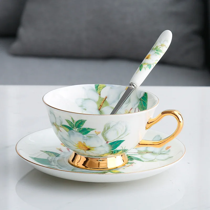 

Bone china coffee cup dish set ceramic water cup tea set with spoon