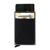 mens anti theft brushed metal wallet rfid shielding aluminum alloy card case card case