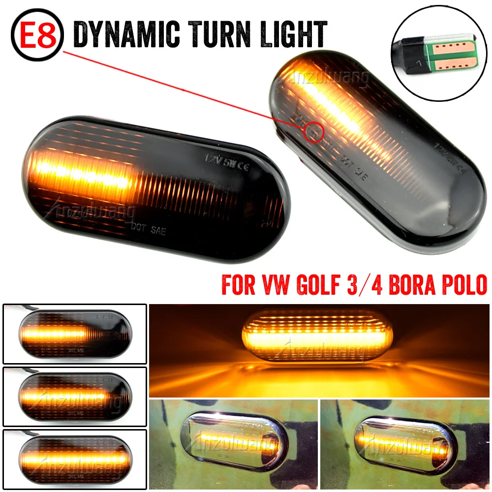 Dynamic LED Turn Signal Side Marker Light Sequential Flashing Lamp Car Bulb For Volkswagen VW Bora Golf 3 4 Passat 3BG Polo SB6 images - 6