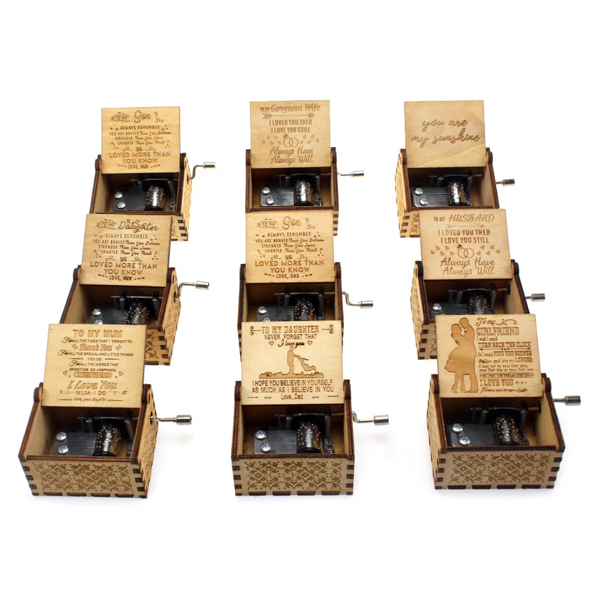 Горячая Распродажа деревянная музыкальная шкатулка в античном стиле с резьбой