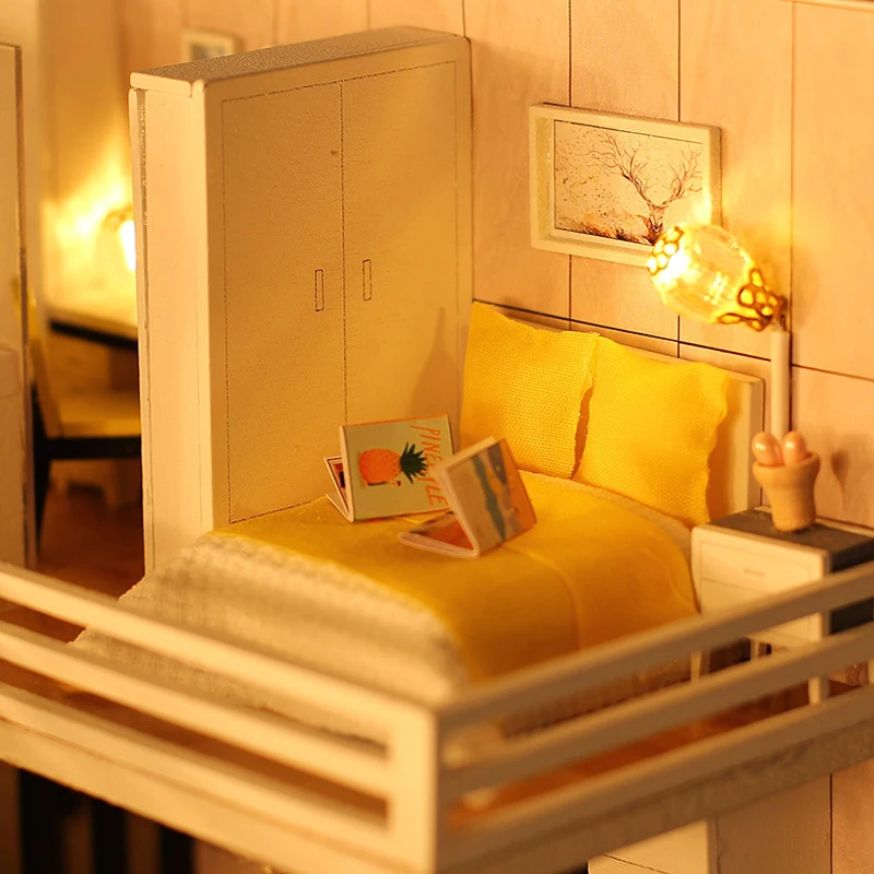 Новый комплект кукольного домика с Bluetooth аудио деревянный кукольный домик мебель