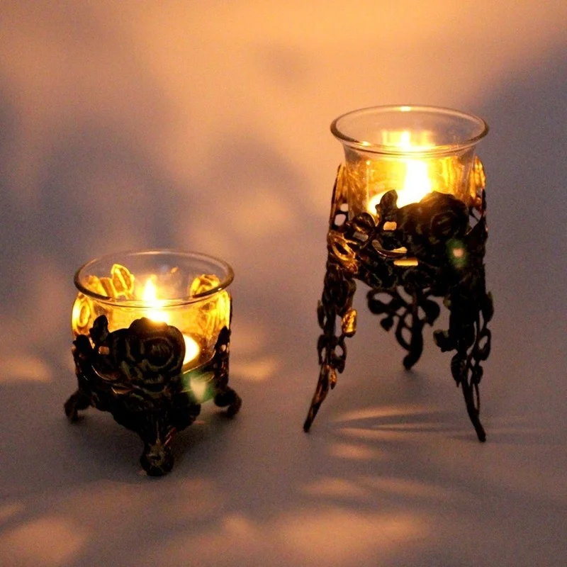 

Nordic Gold Christmas Candle Holder Decor Wedding Europe Classic Candle Holder Small Tealight Iron Candelabros Home Decoration
