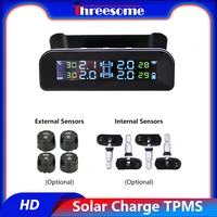threesome tpms automatic brightness control solar power car tire pressure monitor system adjustable lcd screen wireless 4 tire