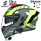 Шлем мотоциклетный ORZ с Bluetooth для мужчин и женщин, модульный, с двойным козырьком из АБС-пластика, для гонок