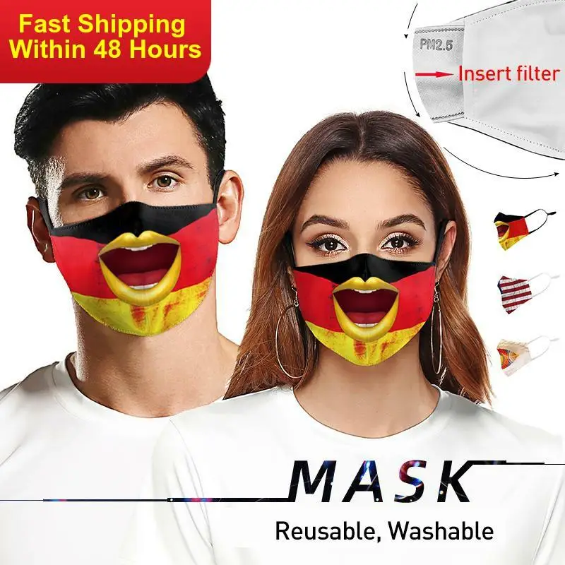 

Zawaland 2020 Funny Lip Mouth Muffle Earloop Masks PM2.5 Outdoor Washable Face Mask Unisex Dust-Proof