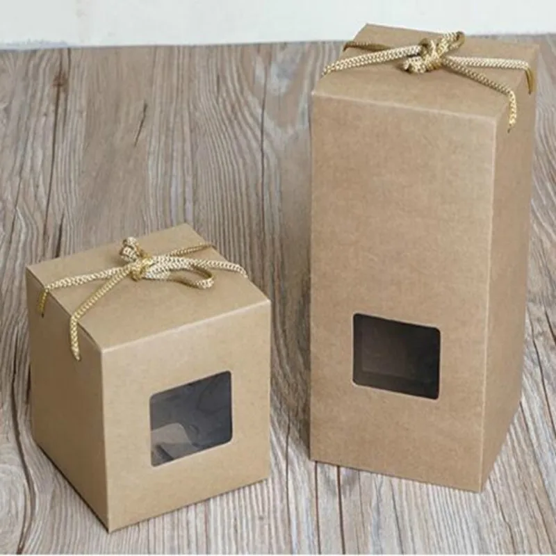 Оптовая продажа Подарочная коробка с окном 2 размера коричневая для торта