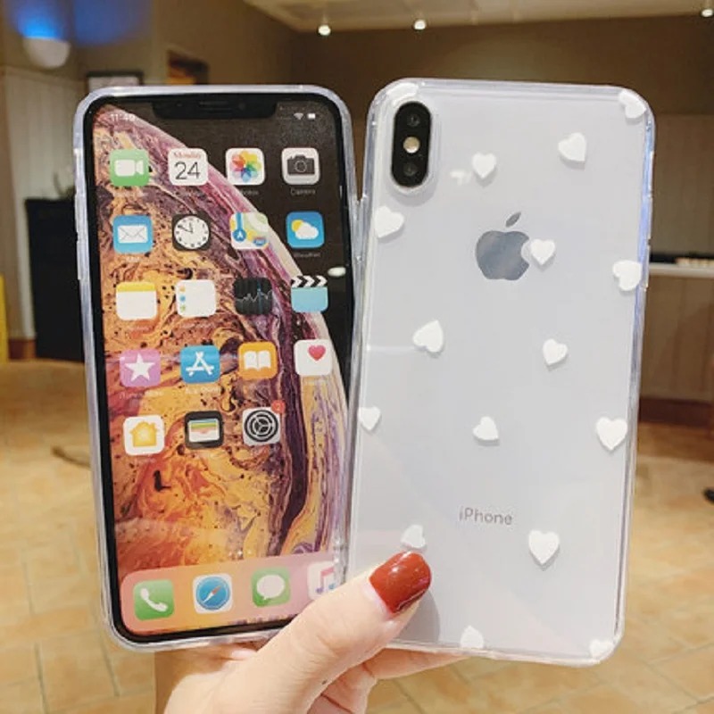 Мягкий чехол для телефона из тпу iPhone SE 2020 силиконовый с сердцем простой накладка 7