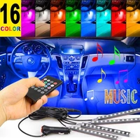 4pcs 12 led car charge interior accessories floor decorative atmosphere lamp light remote control color multicolor