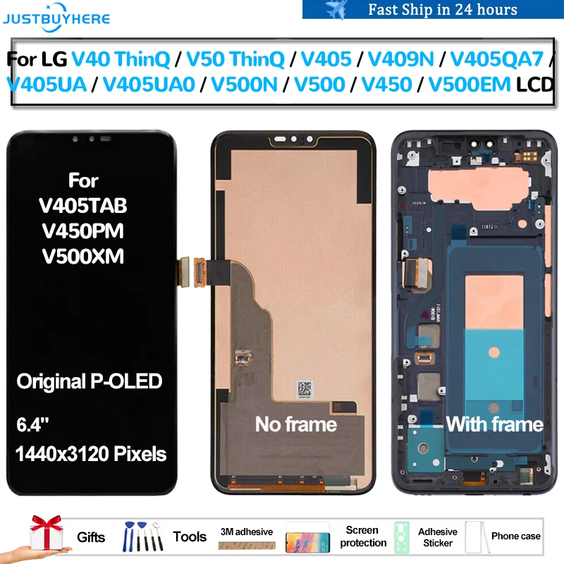 Original P-OLED For LG V40 V50 V405 V405QA7 V500N V500EM Pantalla lcd Display Touch Panel Screen Digitizer Assembly Replacement