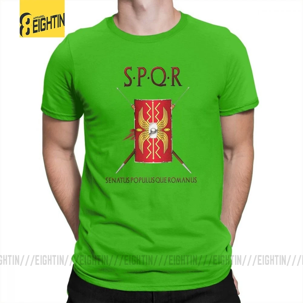 SPQR футболки, хлопок, Классическая футболка с коротким рукавом, новинка, Круглый ворот, мужские футболки, большой размер, принт, дышащие, Новинка - Цвет: Зеленый
