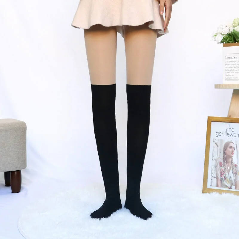 Black and beige Колготки, колготки, женские сексуальные чулки с рисунком кота, 20 стилей, весна и осень, Mock Medias Pantis Woman Collant Femme - Цвет: Black and beige