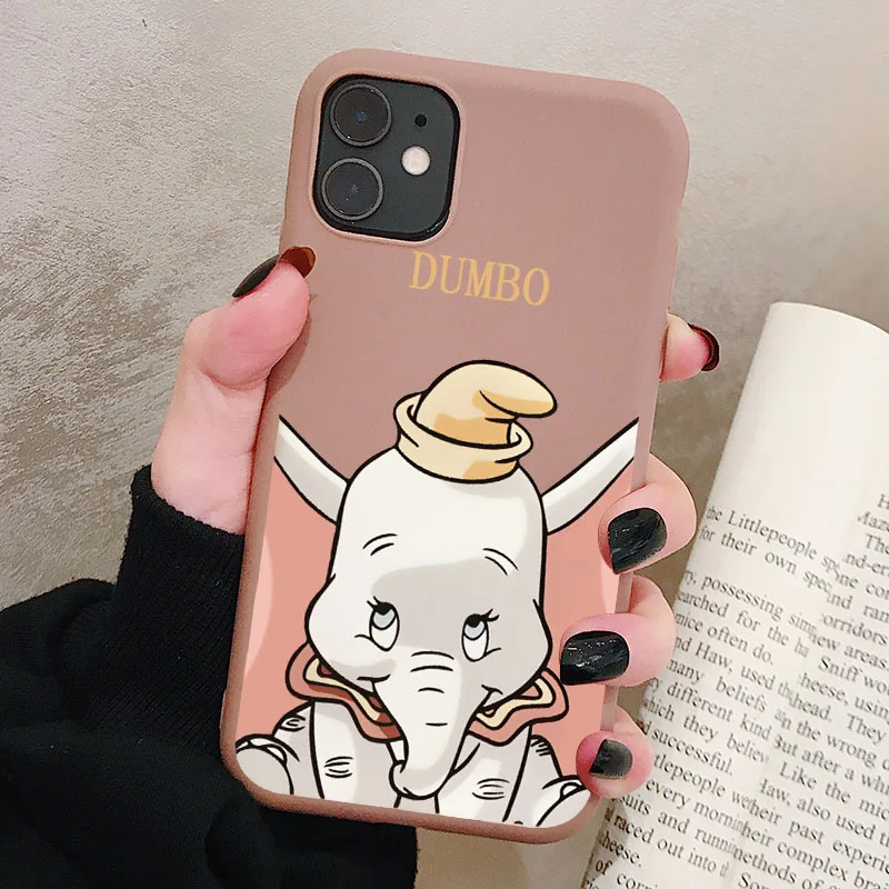 Мультфильм слон Дамбо чехол для телефона для iPhone 11 Pro XR X Xs Max 8 7 6 Plus 6S 5S SE матовый Силиконовый чехол s мягкая задняя крышка - Цвет: P1Brown