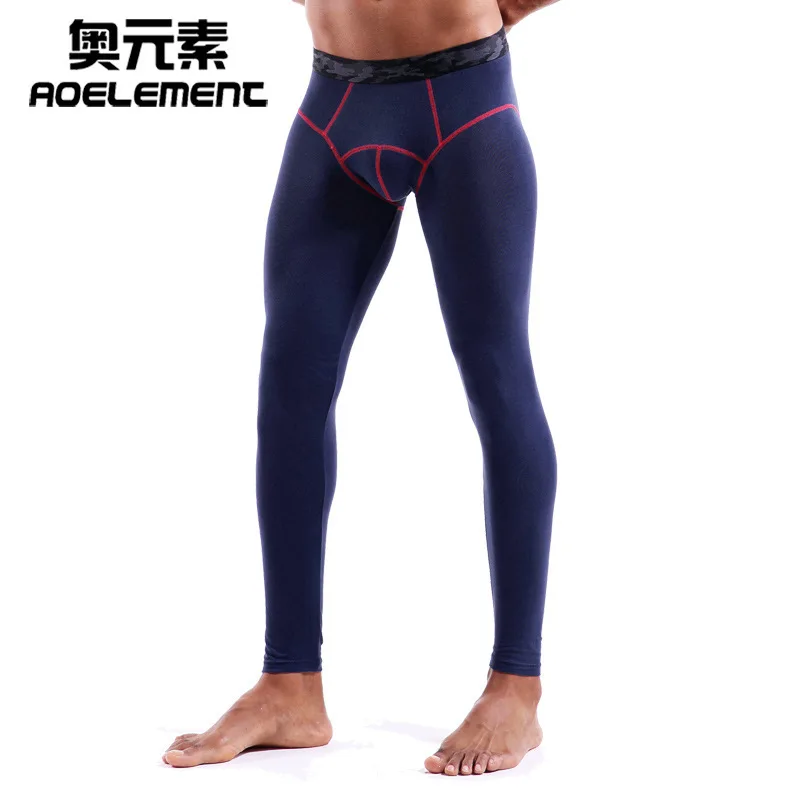 New men's healthy autumn and winter men's trousers modal tight thin warm pants fashion solid color leggings