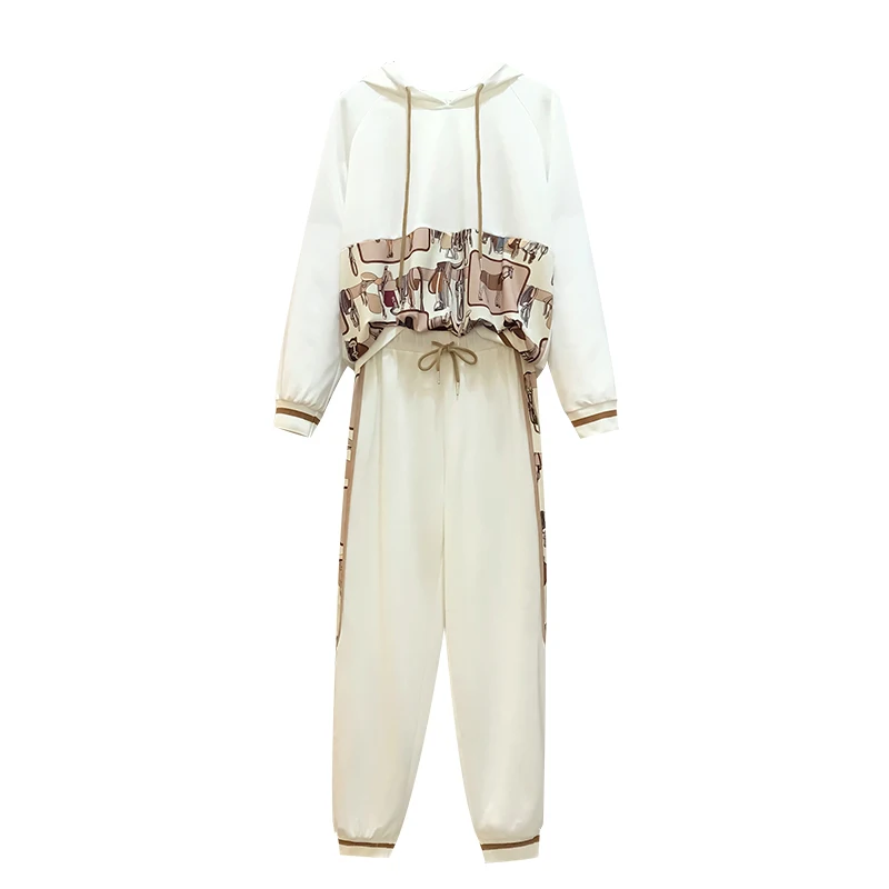 

Large size ladies' fat younger sister of autumn new fund a hooded casual sport suit loose cover the meat thin two-piece
