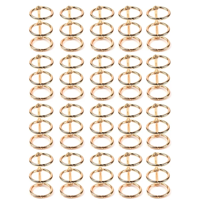 

20Pcs 3 Ring Gold Book Rings Leaf Binders Office Book Rings Snap Split Hinged with 20 mm Inner Diameter Gold Book Rings