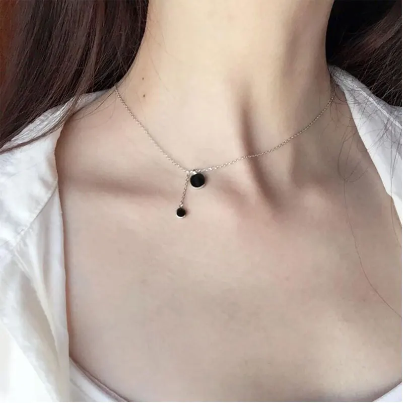 925 стерлингового серебра простой черного цвета с круглым носком диск кисточкой