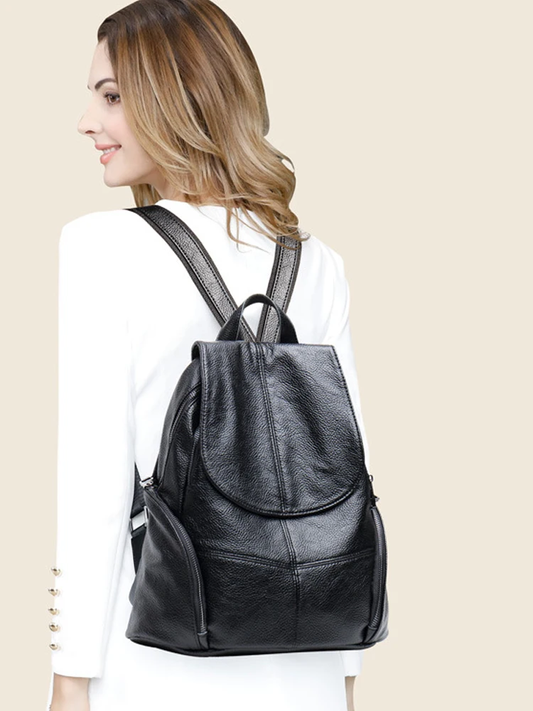 

Anti-theft Casual soft skin backpack tide Cowhide women bag Spring backpack agent to join Scratch-resistant and wear-resistant
