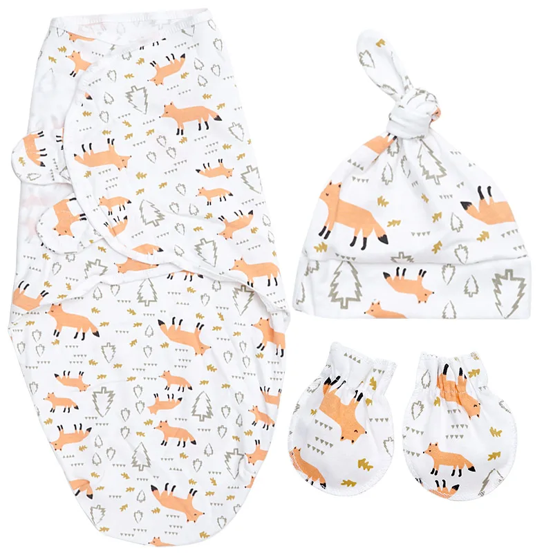 fox size s 3 шт./партия, модный кокон для новорожденных, детский спальный мешок, подгузники из муслина, конверт для младенцев, милый детский Пеленальный пакет, детские вещи - Цвет: fox size s