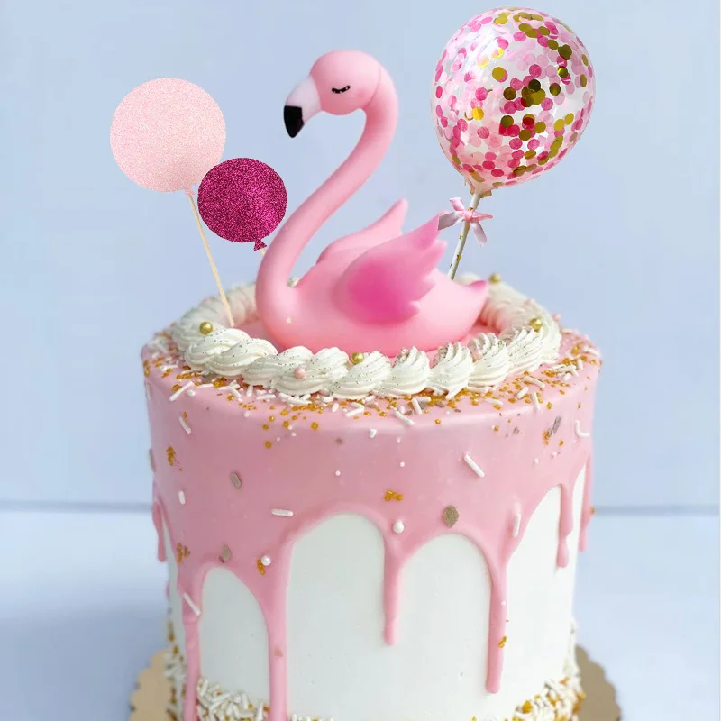 

Pink Flamingo Cake Topper Balloon Cake Flags Birthday Kids Favors Cake Decoration Cupcake Topper tableware Wedding Dessert Decor