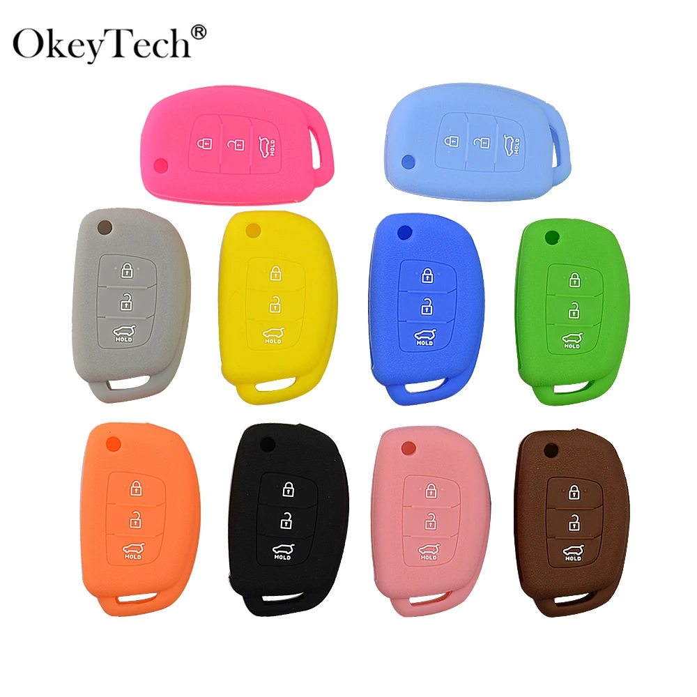 OkeyTech силиконовый чехол для автомобильного ключа с 3 кнопками Hyundai Solaris ix35 ix45 ELANTRA