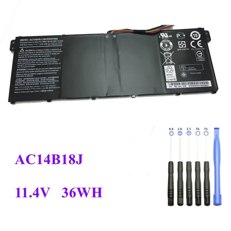 

AC14B18J AC14B13J Laptop Battery for Acer Aspire ES1-511 ES1-512 V3-111P CB3-531 311 TravelMate B115 B116 MS2394 11.4V 36WH