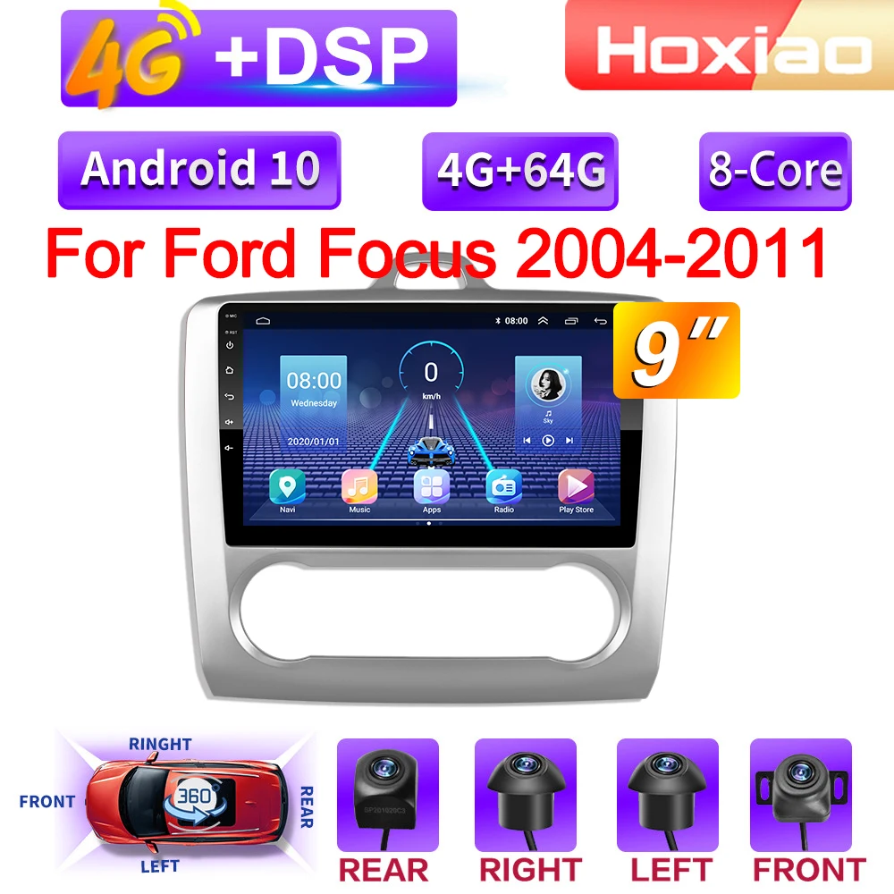 Автомагнитола 2 DIN 4G 8 ядер Android мультимедийный видеоплеер для Ford Focus 3 EXI MT MK2 MK3 2004 2011