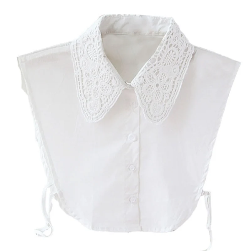 Vintage Women's Faux Lace Shirt Blouse with Detachable Peter Pan Collar and Tie in 3 Colors image 2