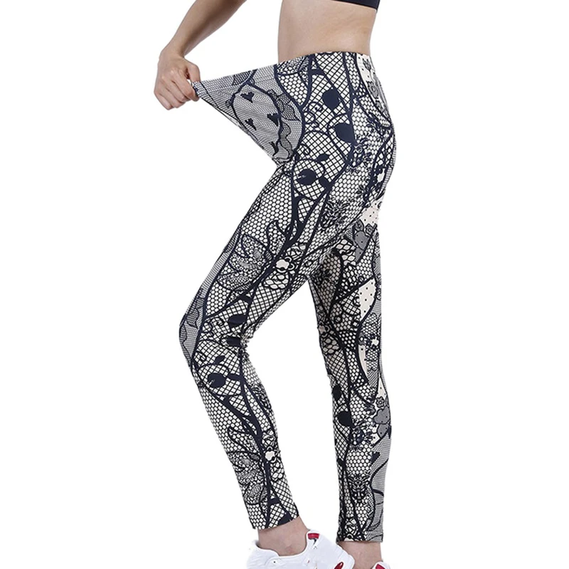 YGYEEG Push Up Leggings Women's Leopard Fitness Black Leggins Sexy High Waist Legins Workout Leaf Pattern Polyester Jeggings