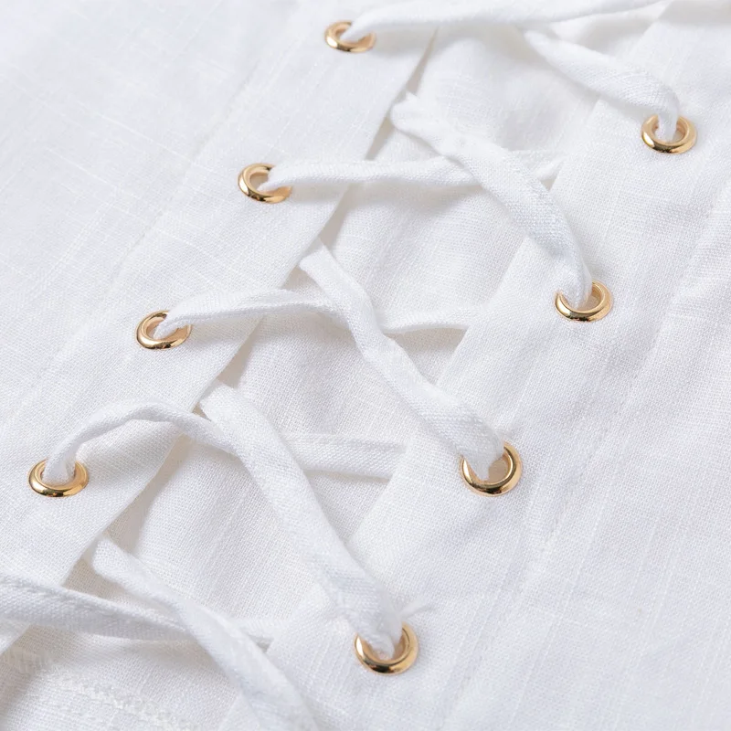 

Summer Women's Shirt Casual Solid Color Tie Rope Design Short Sleeve Open Back Slim Shirt