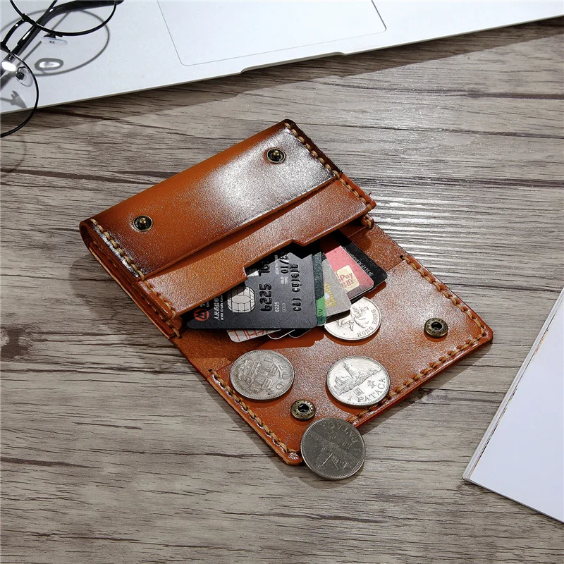 Первый слой воловьей кожи ручной работы Ретро мужской и женский кошелек для